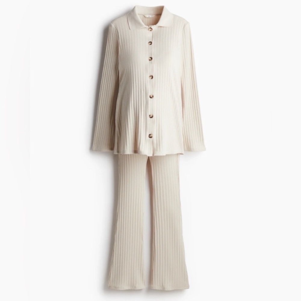 H&M Mama maternity cream ribbed set size large